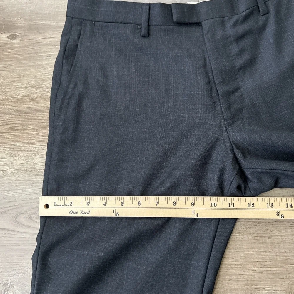 Banana Republic Modern Slim Fit Dress Pants Mens 33x30 Navy Blue Plaid Wool Suit